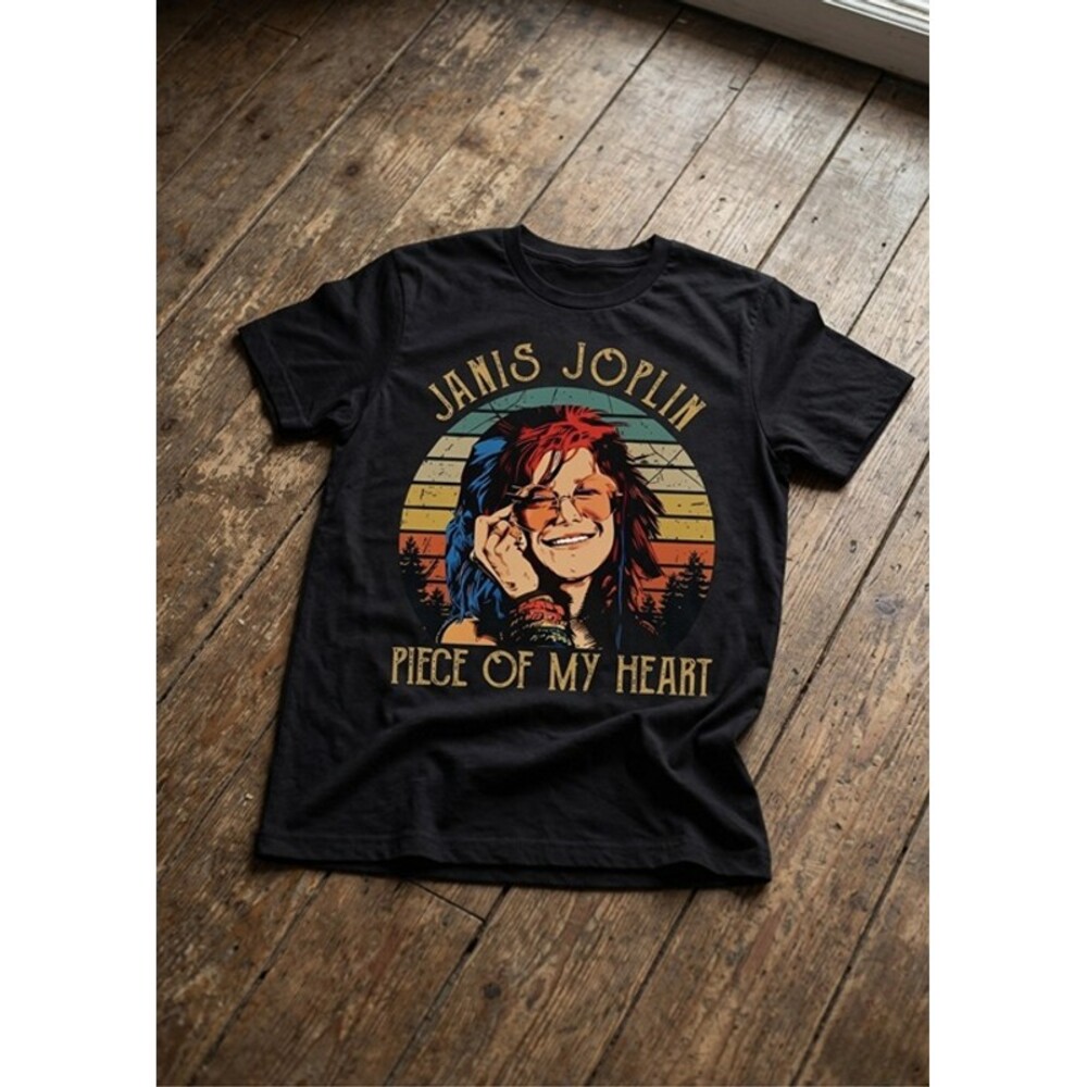 Vintage Janis Joplin Piece Of My Heart Retro Rock Band Graphic Tee